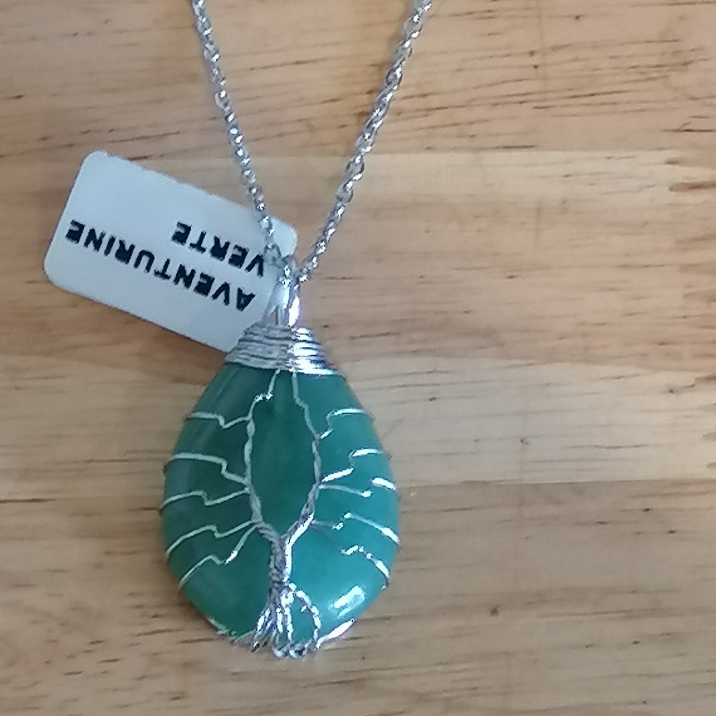 Pendentif arbre de vie en forme de goutte argenté