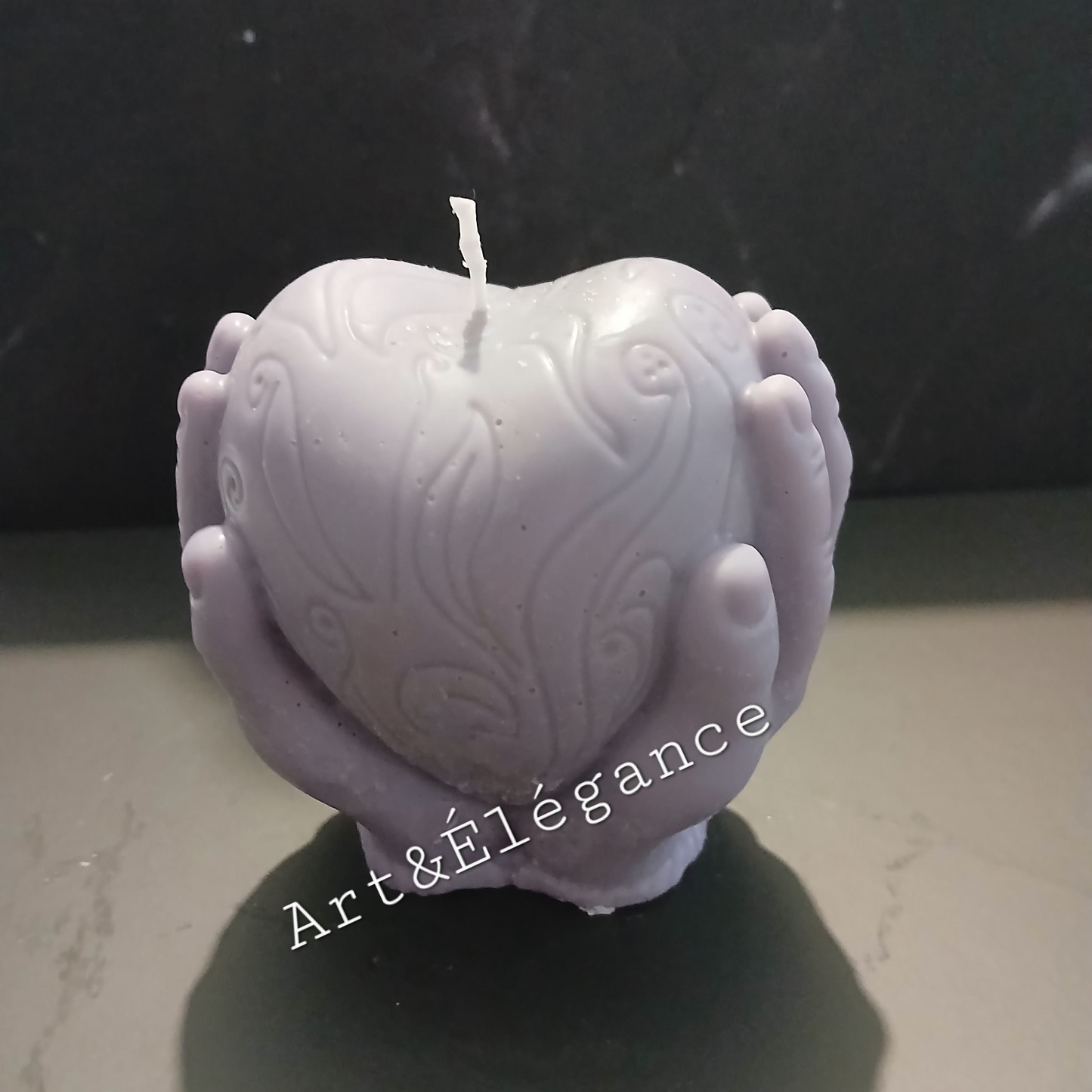 Bougie fait main main cœur