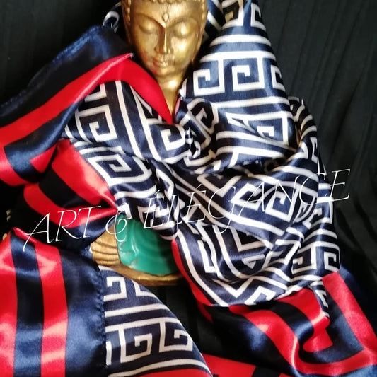 🔥 Foulard 100% polyester – 90x90 cm 🤍🖤❤️