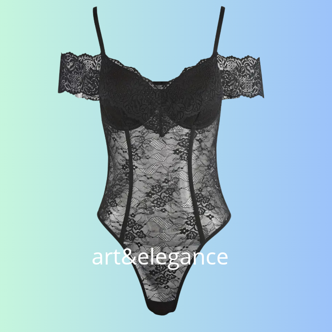 Body noir a dentelle