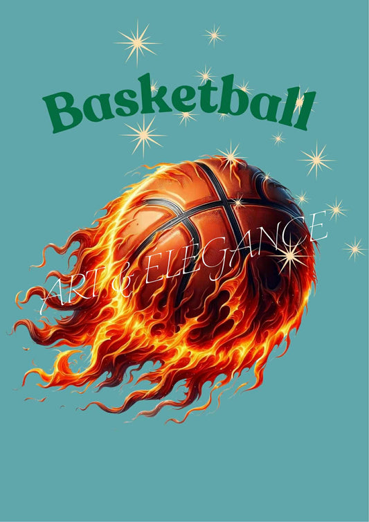 🏀🔥 Kit Diamond Painting 30x40 – Balle de basket en feu 🔥🏀
