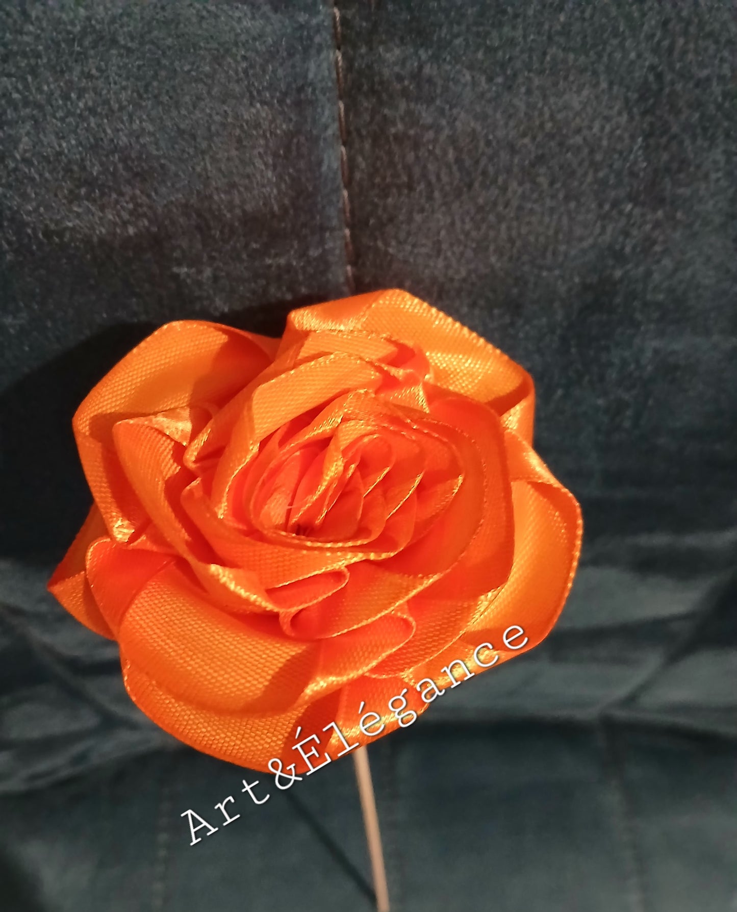 Rose satin faite main orange
