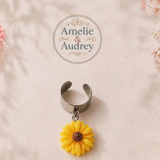 Clémentine bague ajustable en acier inoxydable fait main