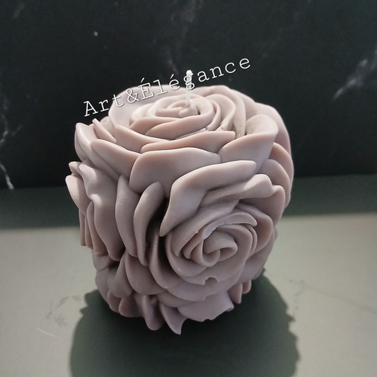 Bougie fait main rose montée