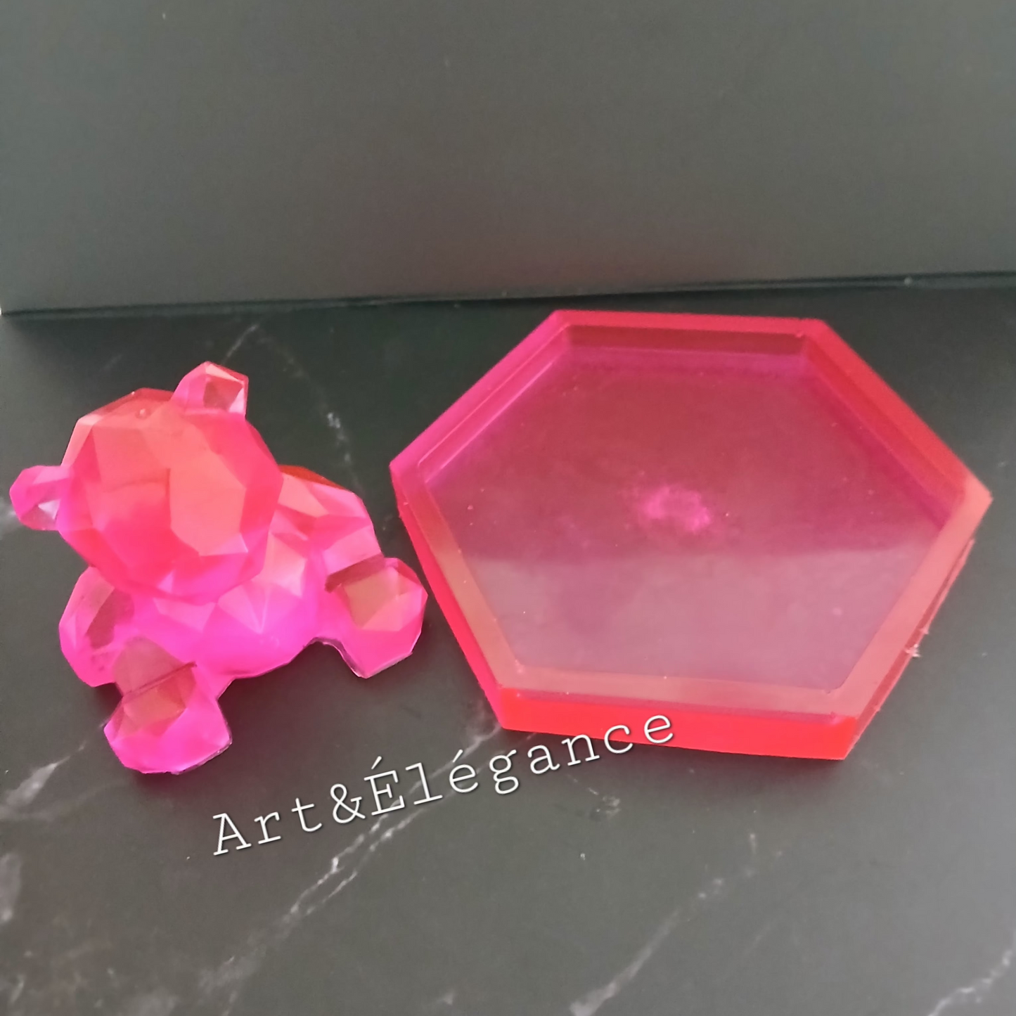 🧸🩷Résine faite main ourson sur socle🩷🧸