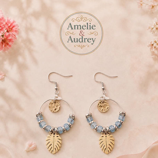 Floriane boucles d oreilles en acier inoxydable et perles en verre fait main