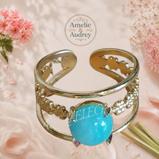 💎 Paula Élégance Turquoise 💎bague femme acier inoxydable ajustable