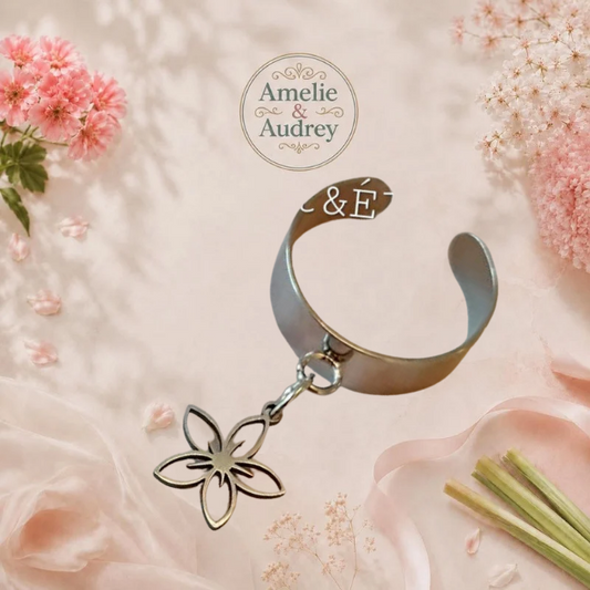 💍Fleur bague femme acier inoxydable fait main
