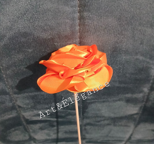 Rose satin faite main orange