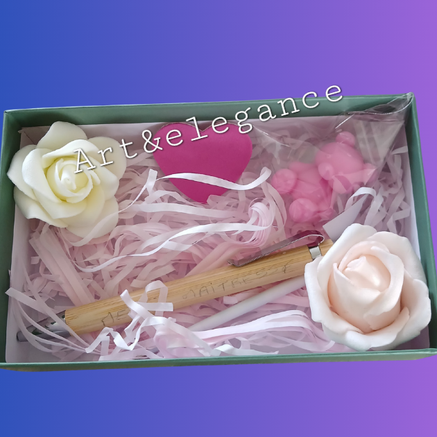 Coffret fait main stylo personnalisable en bois et 1 fondant parfumé