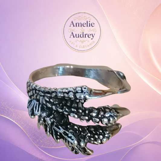 Bague Aron – Griffes de Liberté – Bijou Homme Acier Argenté Ajustable