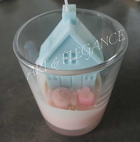 🏠✨ Bougie fait main – Petite maison parfumée au litchi ✨🏠