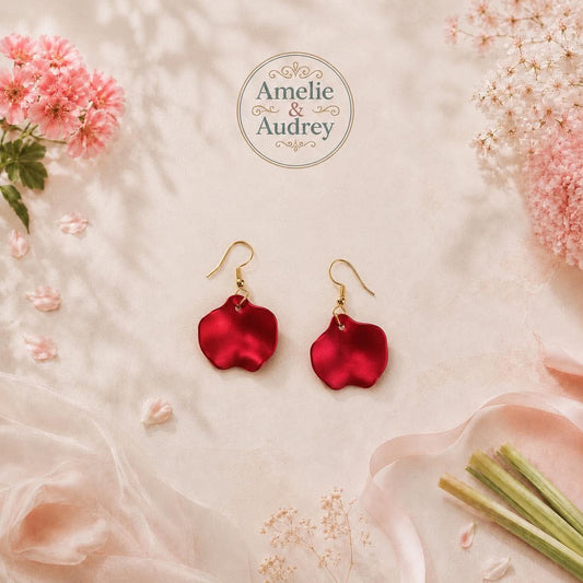 Rose boucles d'oreilles acier inoxydable fait main