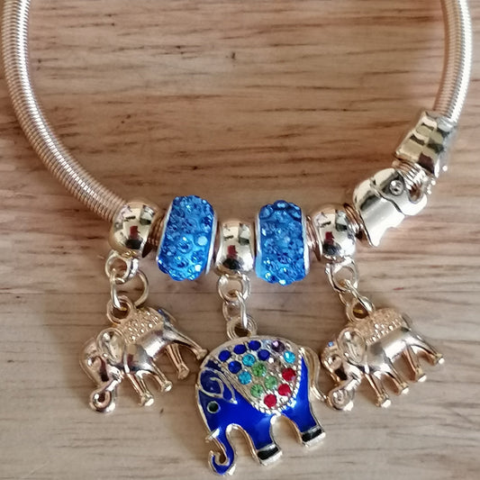 🐘✨ Jonc " Annette" en Acier Inoxydable – Or avec Pendentif  ✨🐘