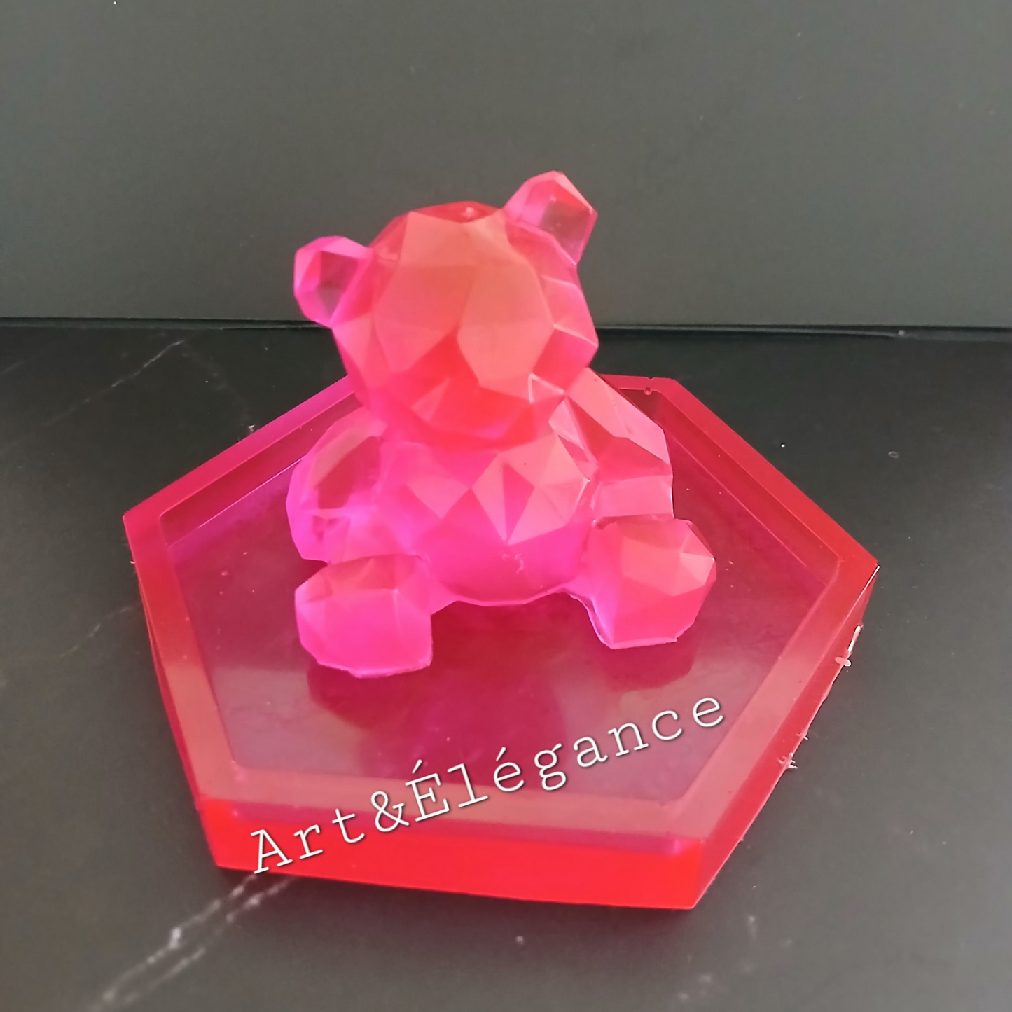 🧸🩷Résine faite main ourson sur socle🩷🧸