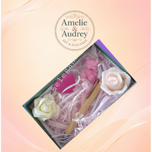 Coffret fait main stylo personnalisable en bois et 1 fondant parfumé