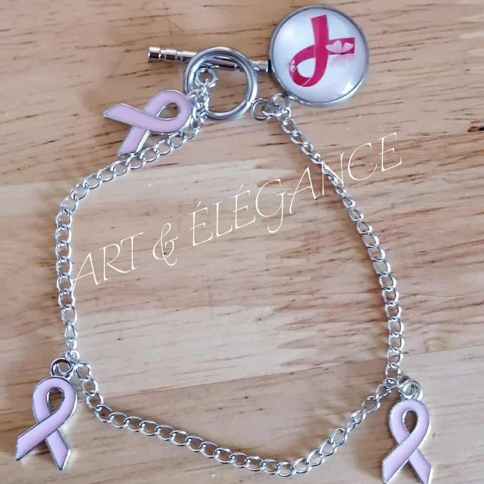 🎗️ Bracelet Mathilde en acier inoxydable argent – Octobre Rose 🎗️