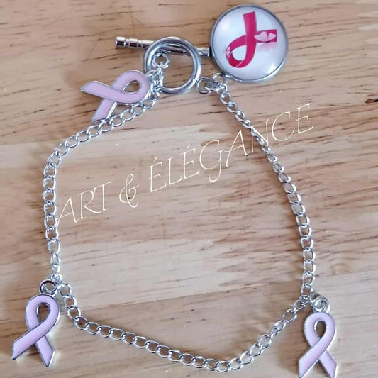 🎗️ Bracelet Mathilde en acier inoxydable argent – Octobre Rose 🎗️
